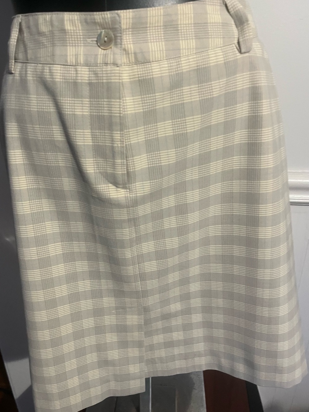Sport Haley Cream and Light Gray Plaid A-Line Skirt golf skirt